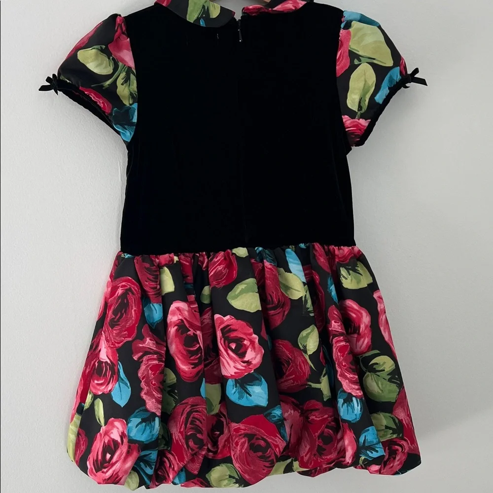 The Children's Place | Black Velvet Top Floral Ballon Dress Size 4T